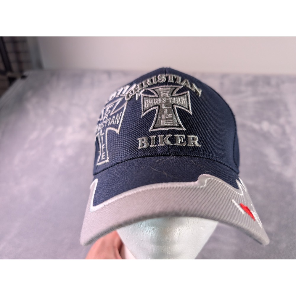 Kys Design Cap Christian Biker Navy Blue Cross I Heart Jesus Baseball Hat OSFM